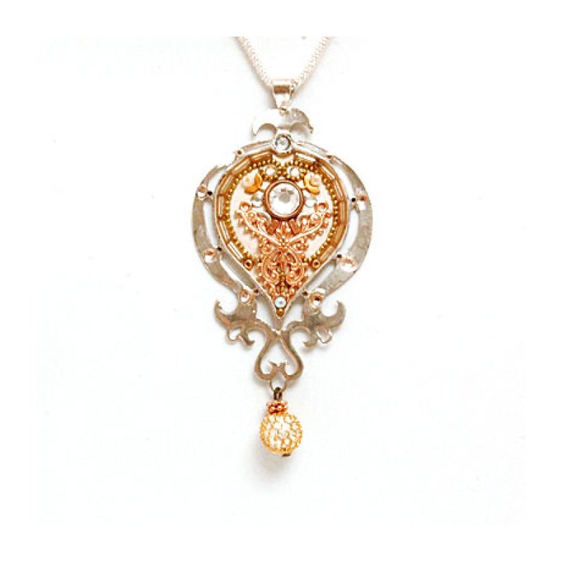 Silver Necklace with Copper Pendant by... | Necklaces by Esther Shahaf