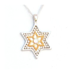Collier étoile de David en argent et or par... | Colliers par Esther Shahaf