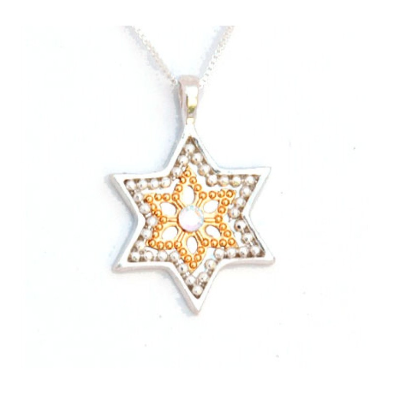 Silver Gold Star of David Necklace by ... | Necklaces by Esther Shahaf