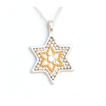Silver Gold Star of David Necklace by ... | Necklaces by Esther Shahaf