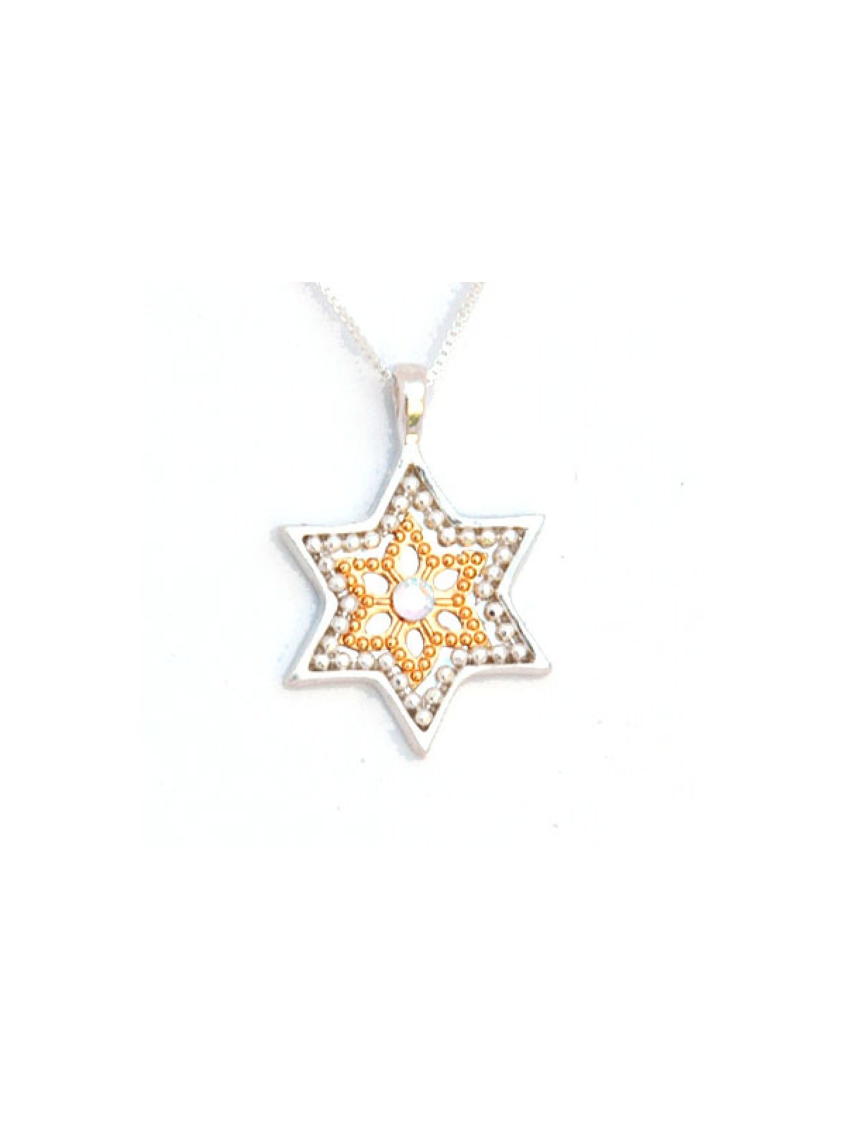 Silver Gold Star of David Necklace by ... | Necklaces by Esther Shahaf