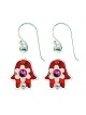 Pink and Red Flower Hamsa Earrings by Ester Shahaf | Earrings