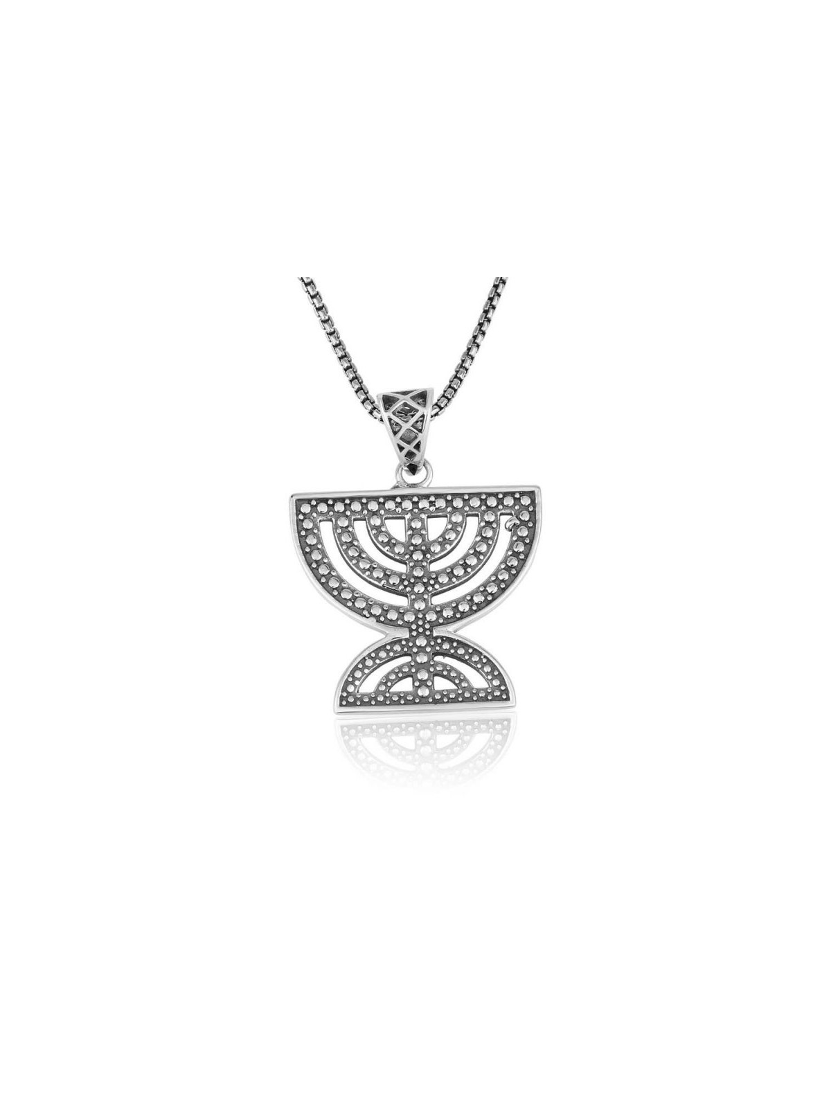 Sterling Silver Pendant Necklace Double 7 Branch... | Menorah Pendants
