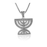 Sterling Silver Pendant Necklace Double 7 Branch... | Menorah Pendants