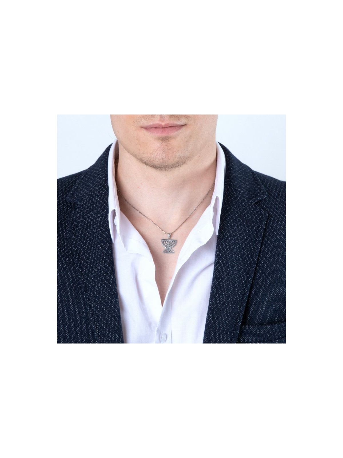 Sterling Silver Pendant Necklace Double 7 Branch... | Menorah Pendants