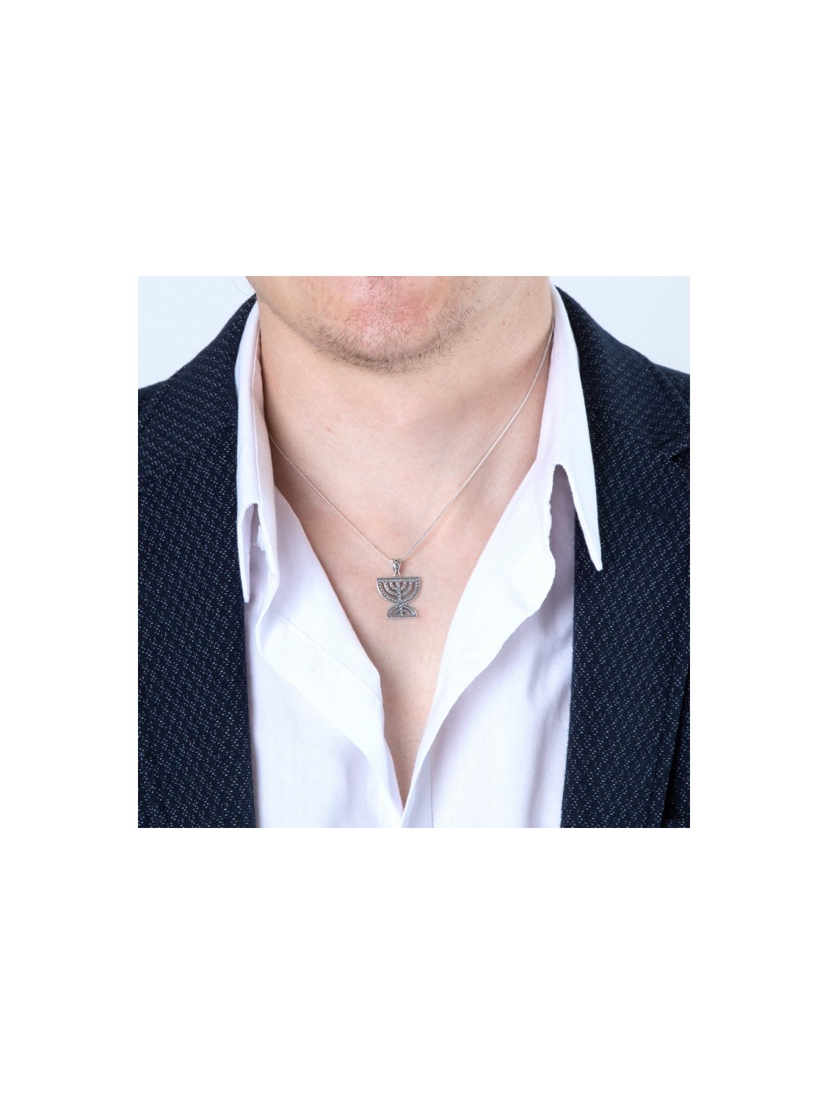 Sterling Silver Pendant Necklace Double 7 Branch... | Menorah Pendants