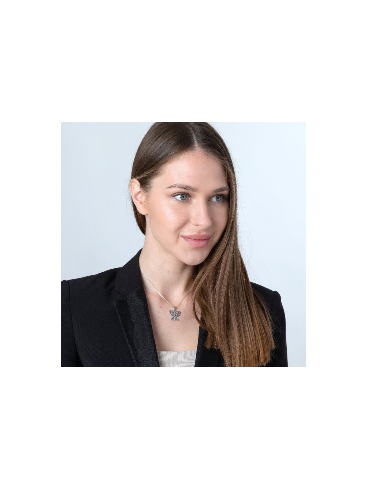 Sterling Silver Pendant Necklace Double 7 Branch... | Menorah Pendants