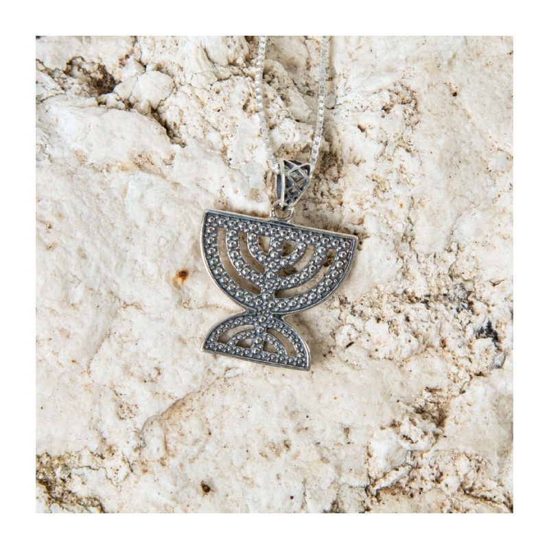 Sterling Silver Pendant Necklace Double 7 Branch... | Menorah Pendants