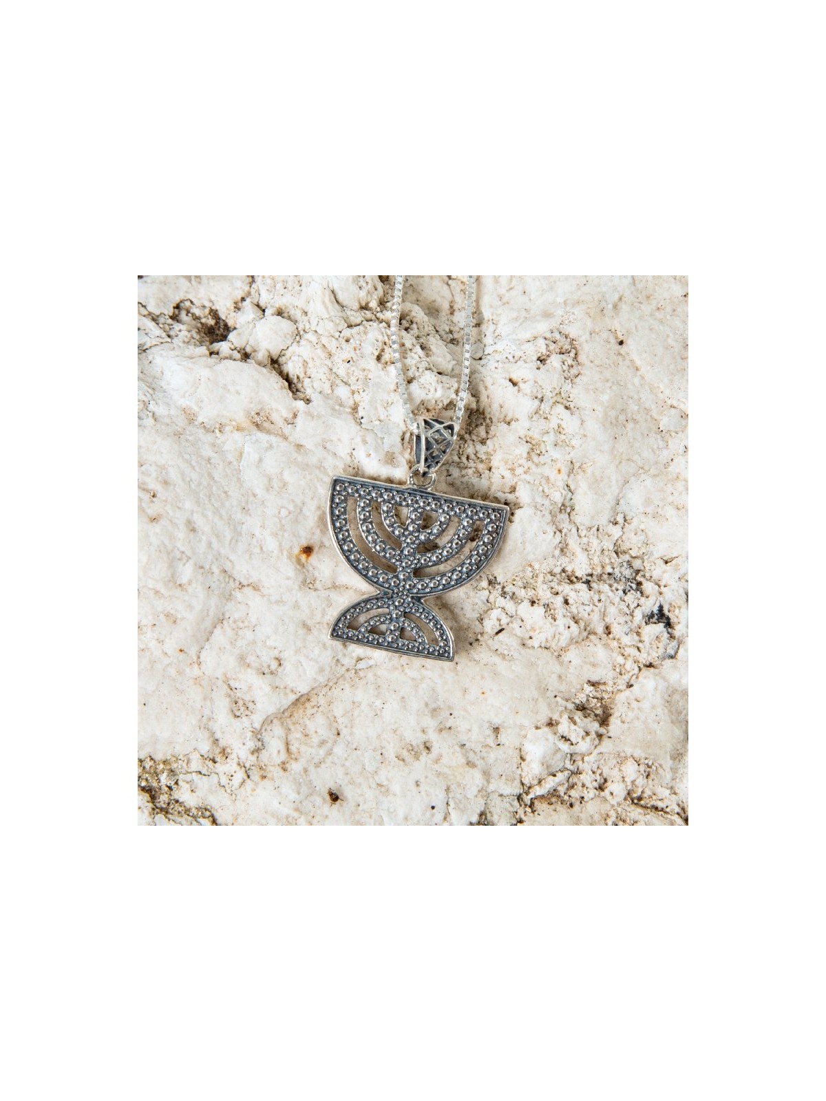 Sterling Silver Pendant Necklace Double 7 Branch... | Menorah Pendants