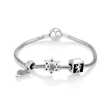 Lion de Juda Étoile de David et Menorah Charm Bracelet | Cadeaux pour elle