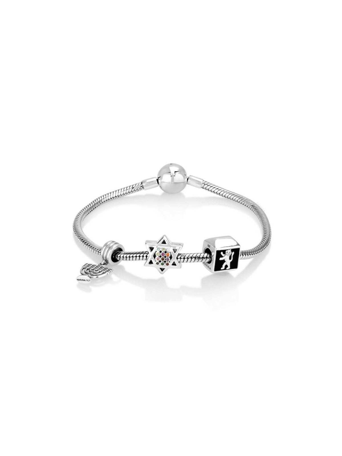Lion of Judah Star of David and Menorah Charm Bracelet | Gifts for Her