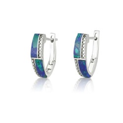 Boucles d’oreilles en argent sterling Bandes de pierre d’Eilat et perles | Boucles d'oreilles