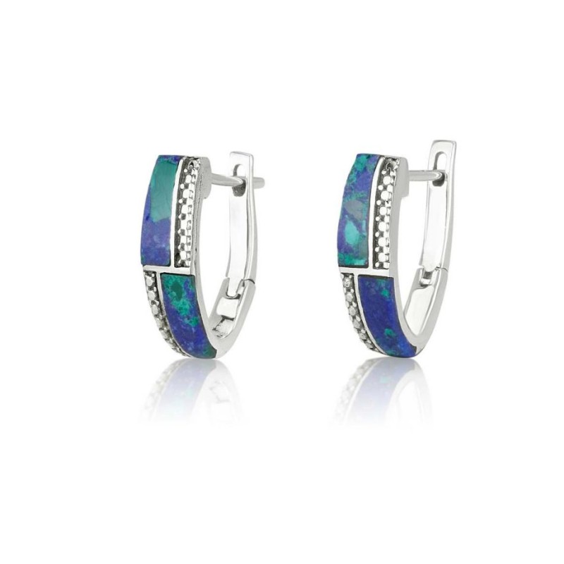 Sterling Silver Earrings Strips of Eilat Stone and Beading | Earrings