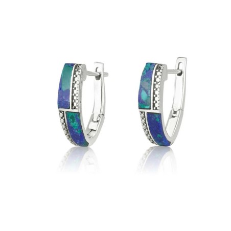 Sterling Silver Earrings Strips of Eilat Stone and Beading | Earrings