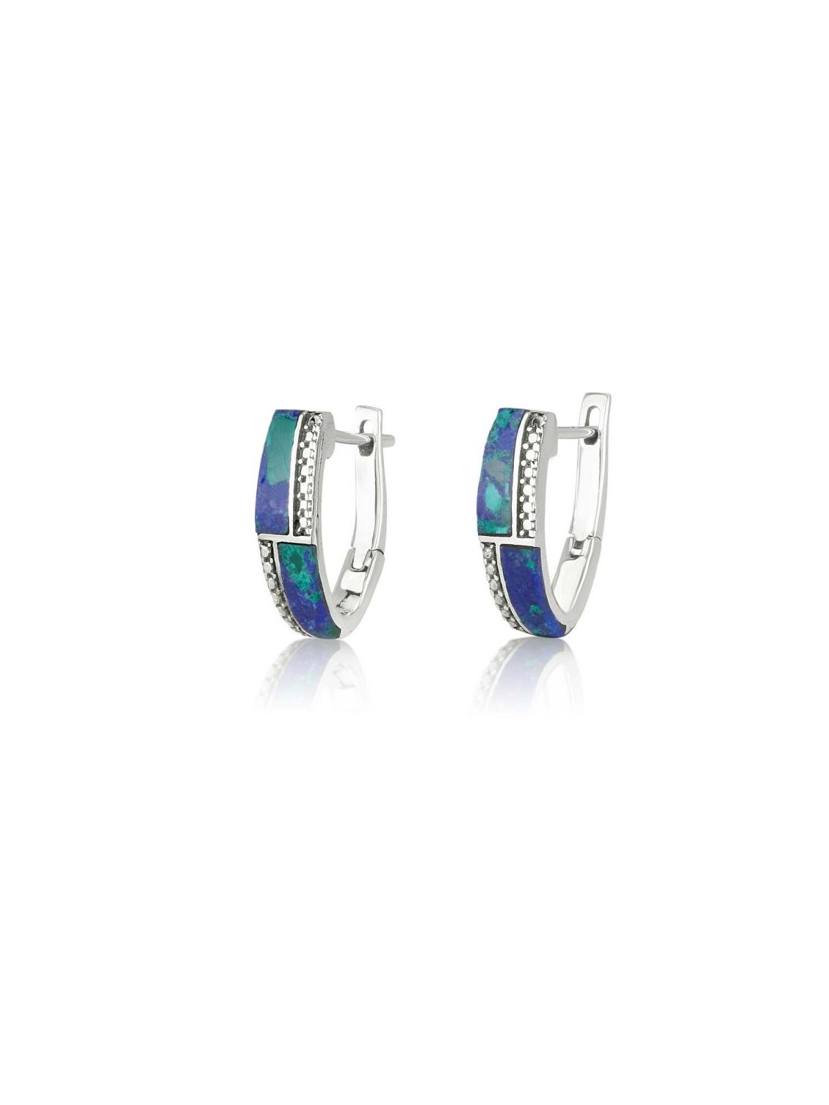 Sterling Silver Earrings Strips of Eilat Stone and Beading | Earrings