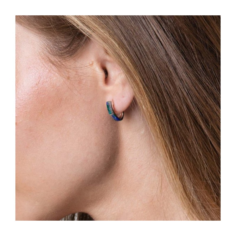 Sterling Silver Earrings Strips of Eilat Stone and Beading | Earrings