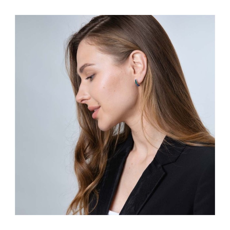 Boucles d’oreilles en argent sterling Bandes de pierre d’Eilat et perles | Boucles d'oreilles