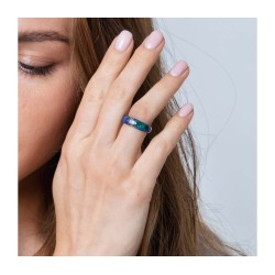 Sterling Silver Eilat Stone Ring with Diagonal Decor... | Jewish Rings