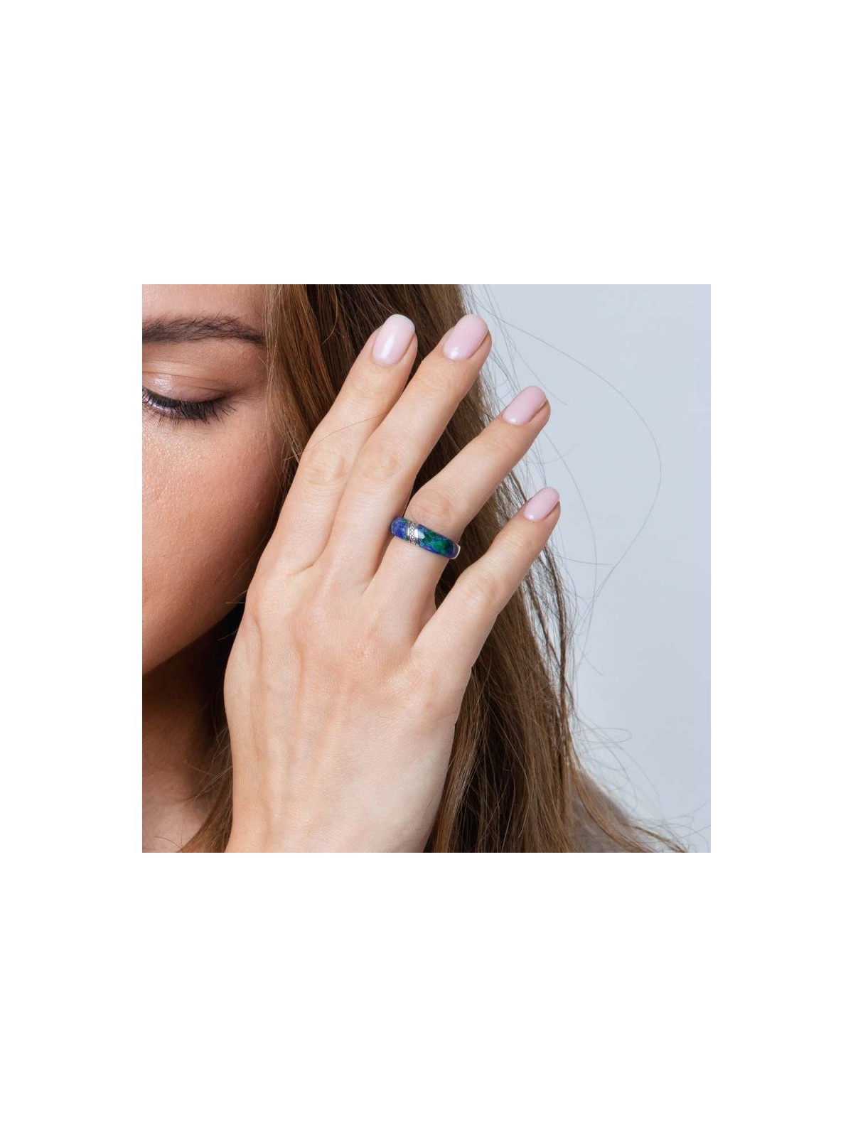 Bague en pierre d'Eilat en argent sterling avec décor diagonal... | Anneaux juifs