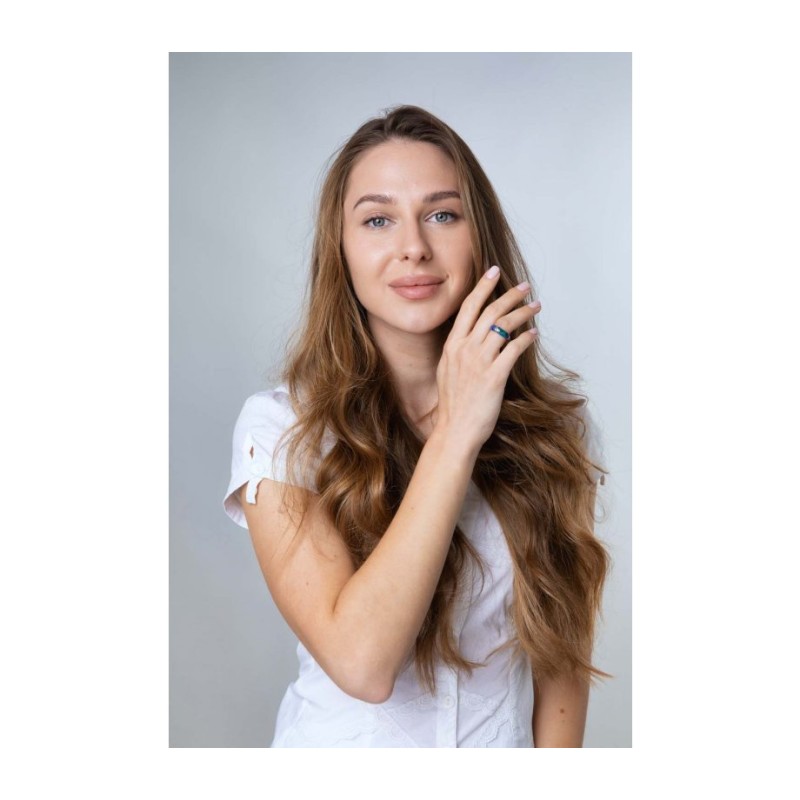 Bague en pierre d'Eilat en argent sterling avec décor diagonal... | Anneaux juifs