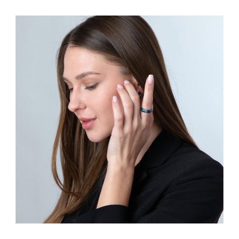 Bague en pierre d'Eilat en argent sterling avec décor diagonal... | Anneaux juifs