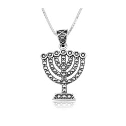 שרשרת תליון כסף סטרלינג שבעת ענפי... | תליוני מנורה