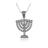 Sterling Silver Pendant Necklace Seven Branch Me... | Menorah Pendants