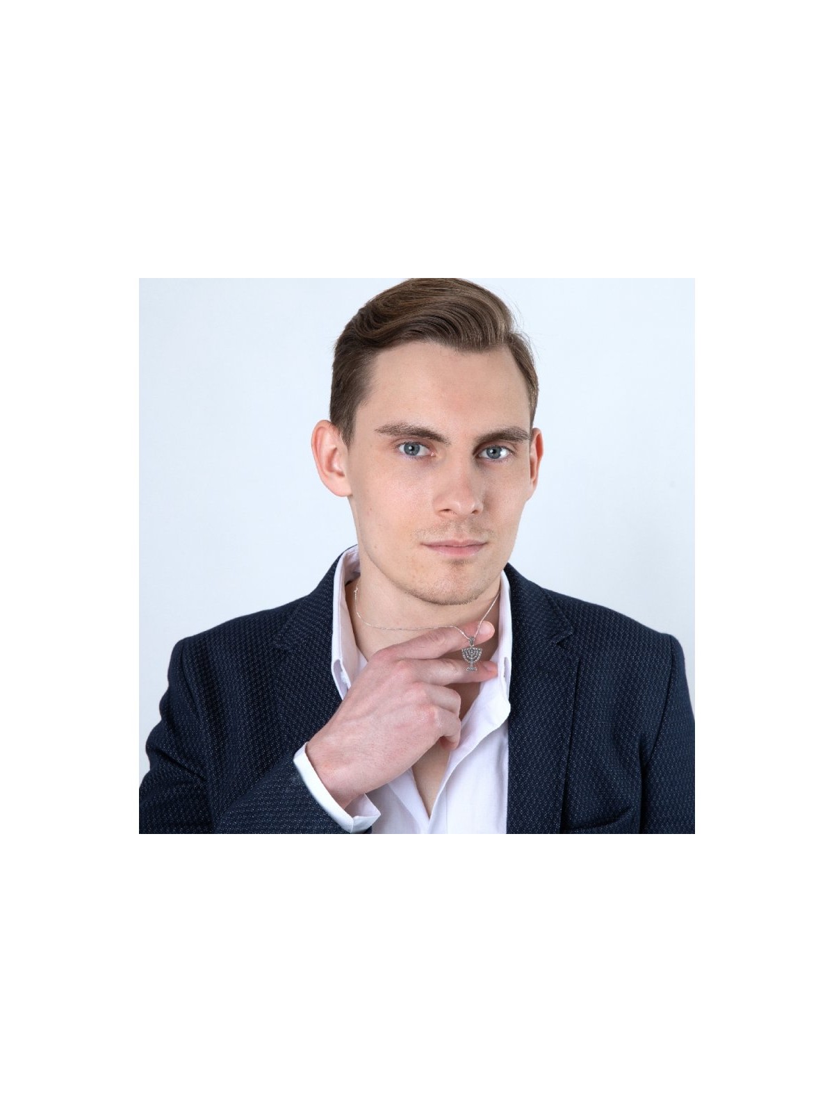 Sterling Silver Pendant Necklace Seven Branch Me... | Menorah Pendants