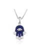 Sterling Silver Pendant Necklace Blue Sapphire Ham... | Hamsa Necklace