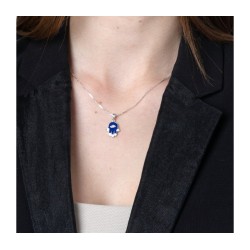 Sterling Silver Pendant Necklace Blue Sapphire Ham... | Hamsa Necklace