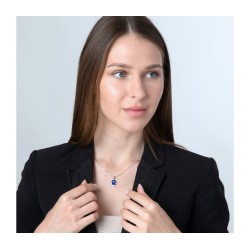 Sterling Silver Pendant Necklace Blue Sapphire Ham... | Hamsa Necklace