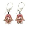 Pink Hamsa Earrings by Ester Shahaf | Earrings