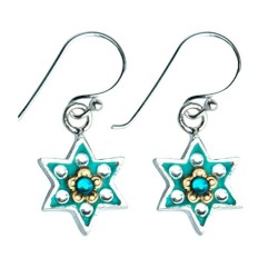 Fleurs Étoile de David Boucles d’oreilles juives | Boucles d'oreilles
