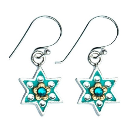Fleurs Étoile de David Boucles d’oreilles juives | Boucles d'oreilles