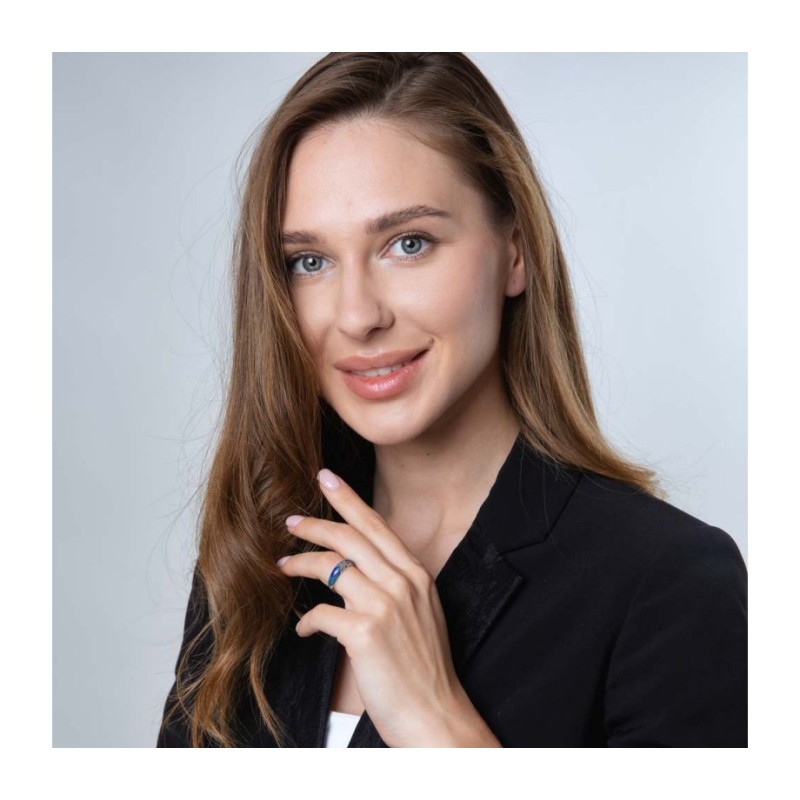 Bague en argent sterling avec pierre d'Eilat et deux entrecroisés... | Anneaux juifs