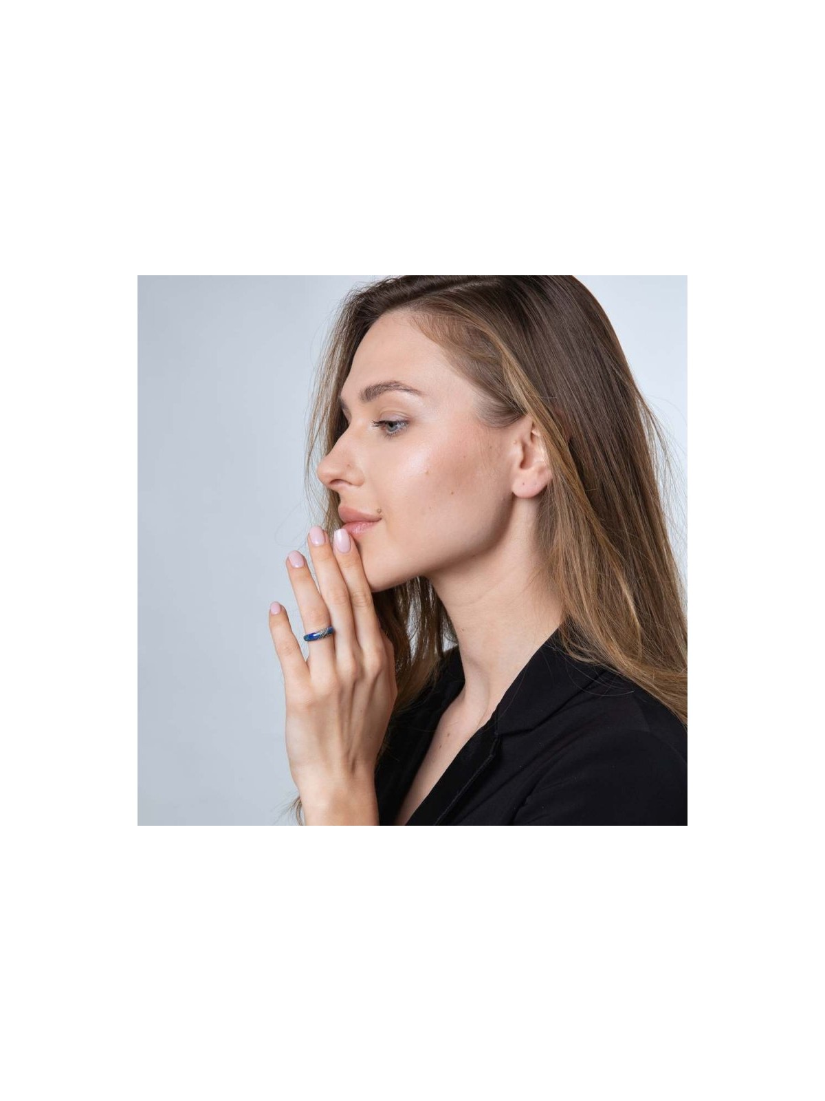 Bague en argent sterling avec pierre d'Eilat et deux entrecroisés... | Anneaux juifs