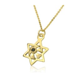 Pendentif Kabbale en or 9 carats Étoile d'abondance avec B... | Colliers par HaAri