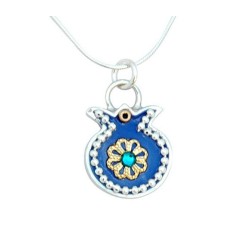 Pendentif grenade bleue par Ester Shahaf | Pendentif juif