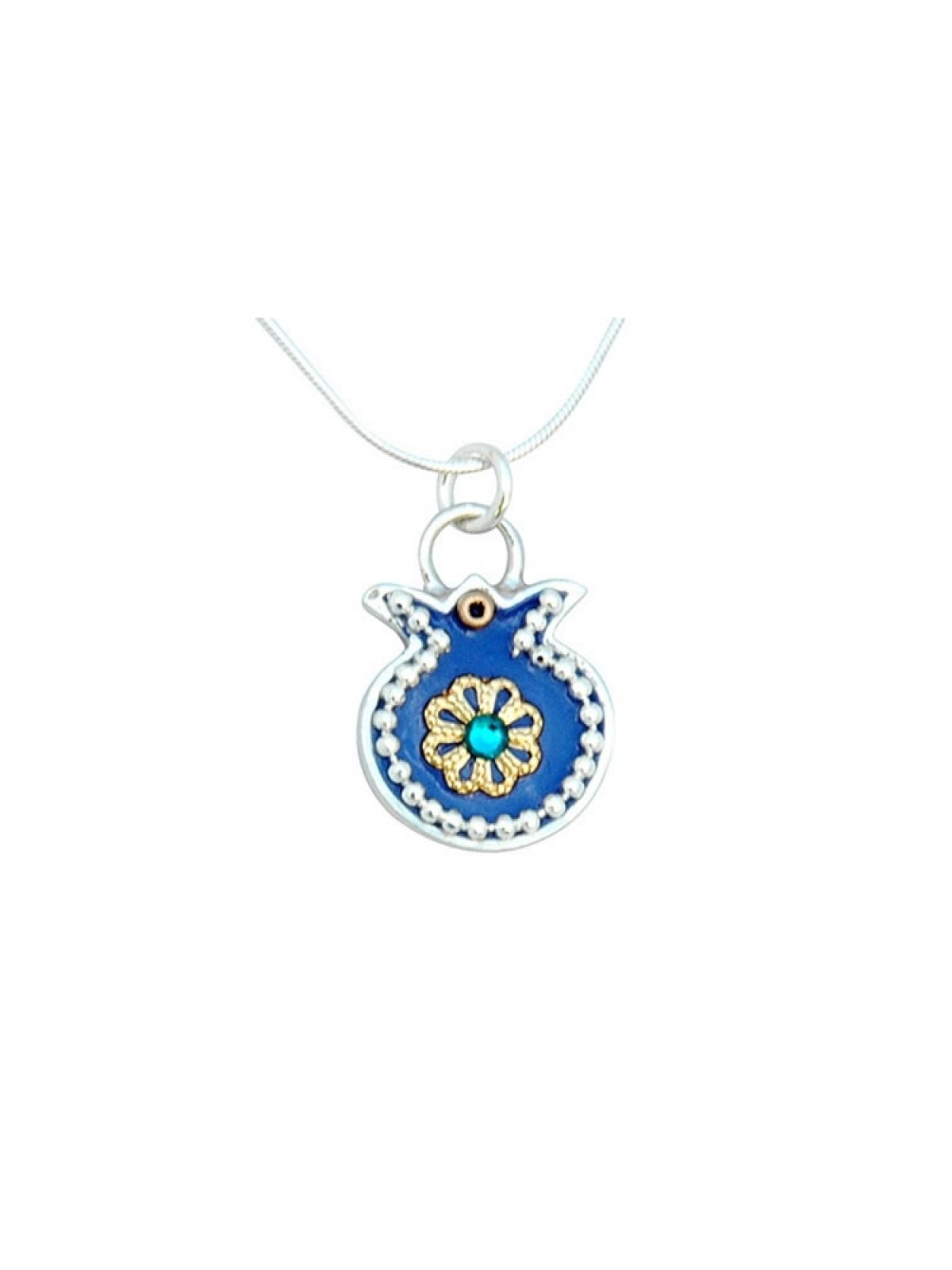Blue Pomegranate Pendant by Ester Shahaf | Jewish Pendant