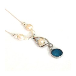 Michal Kirat Silver Necklace with Freshwate... | Roman Glass Necklaces