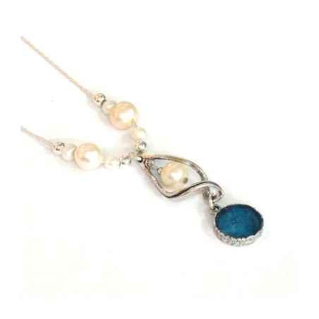 Collier en argent Michal Kirat avec eau fraîche... | Colliers en verre romain