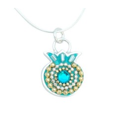 Turquoise Pomegranate Necklace by Ester Shahaf | Jewish Pendant