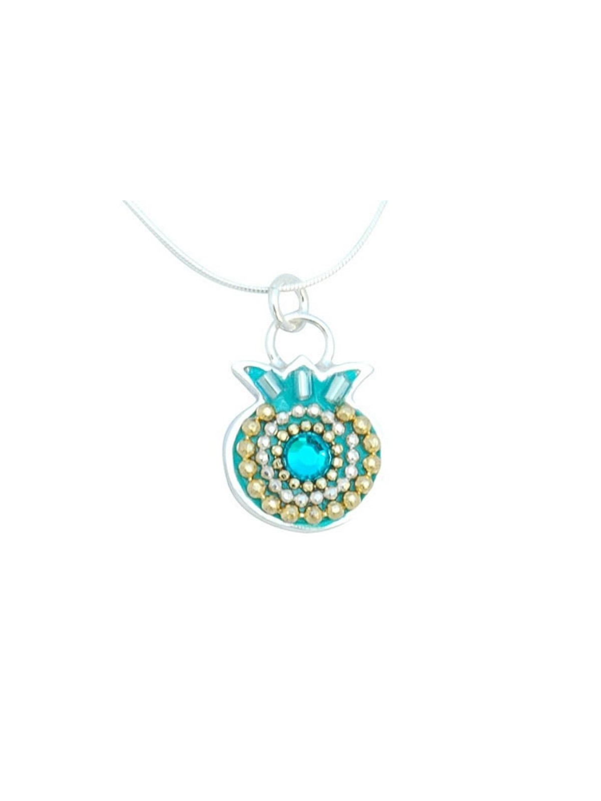 Turquoise Pomegranate Necklace by Ester Shahaf | Jewish Pendant