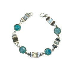 Michal Kirat Sterling Silver Bracelet with ... | Roman Glass Bracelets