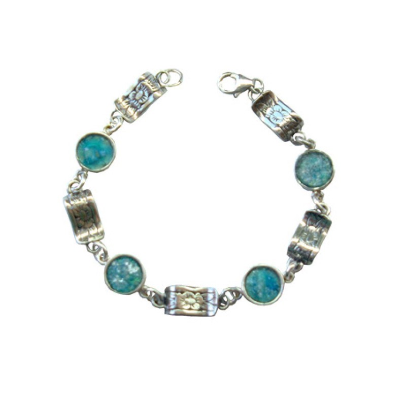 Michal Kirat Sterling Silver Bracelet with ... | Roman Glass Bracelets