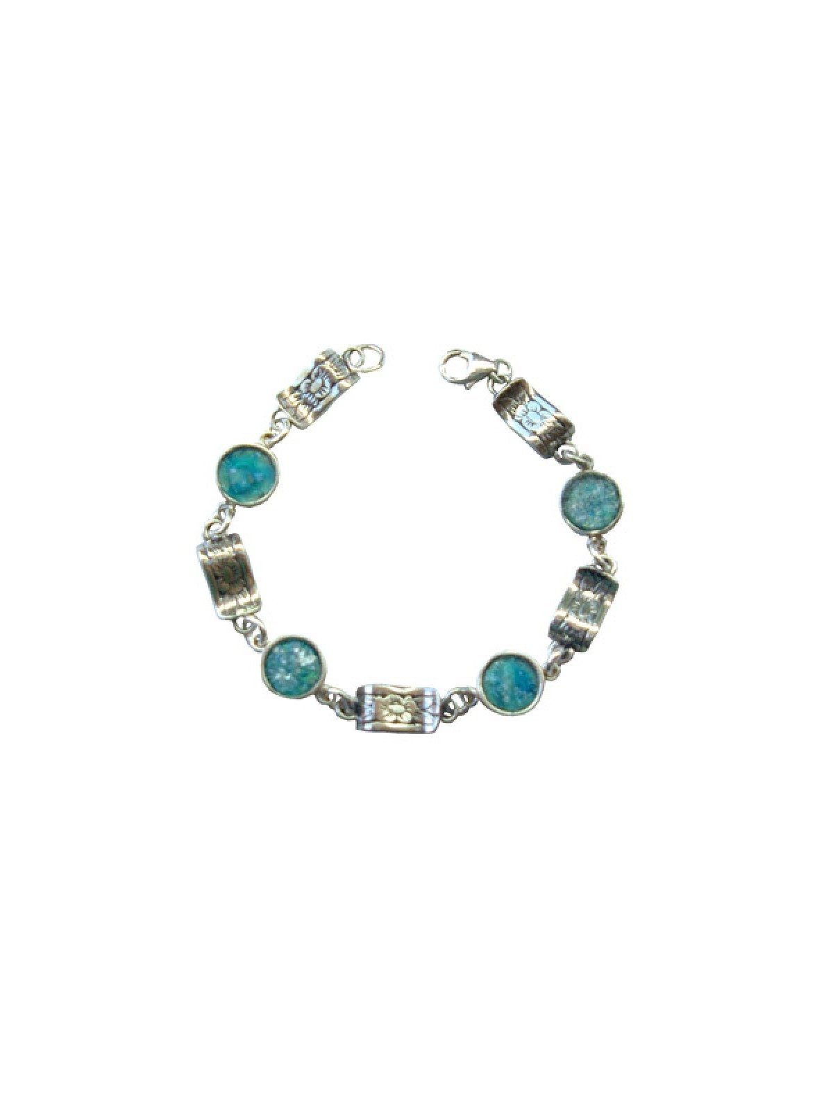 Michal Kirat Sterling Silver Bracelet with ... | Roman Glass Bracelets