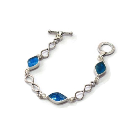 Michal Kirat Sterling Silver Bracelet with ... | Roman Glass Bracelets
