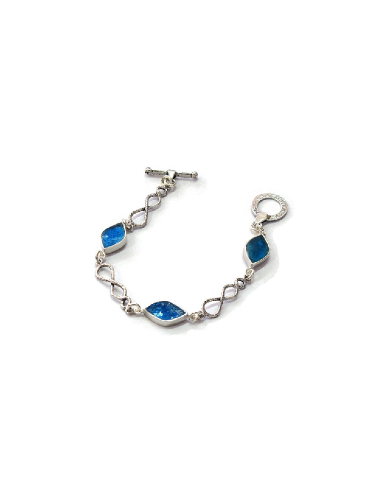 Michal Kirat Sterling Silver Bracelet with ... | Roman Glass Bracelets
