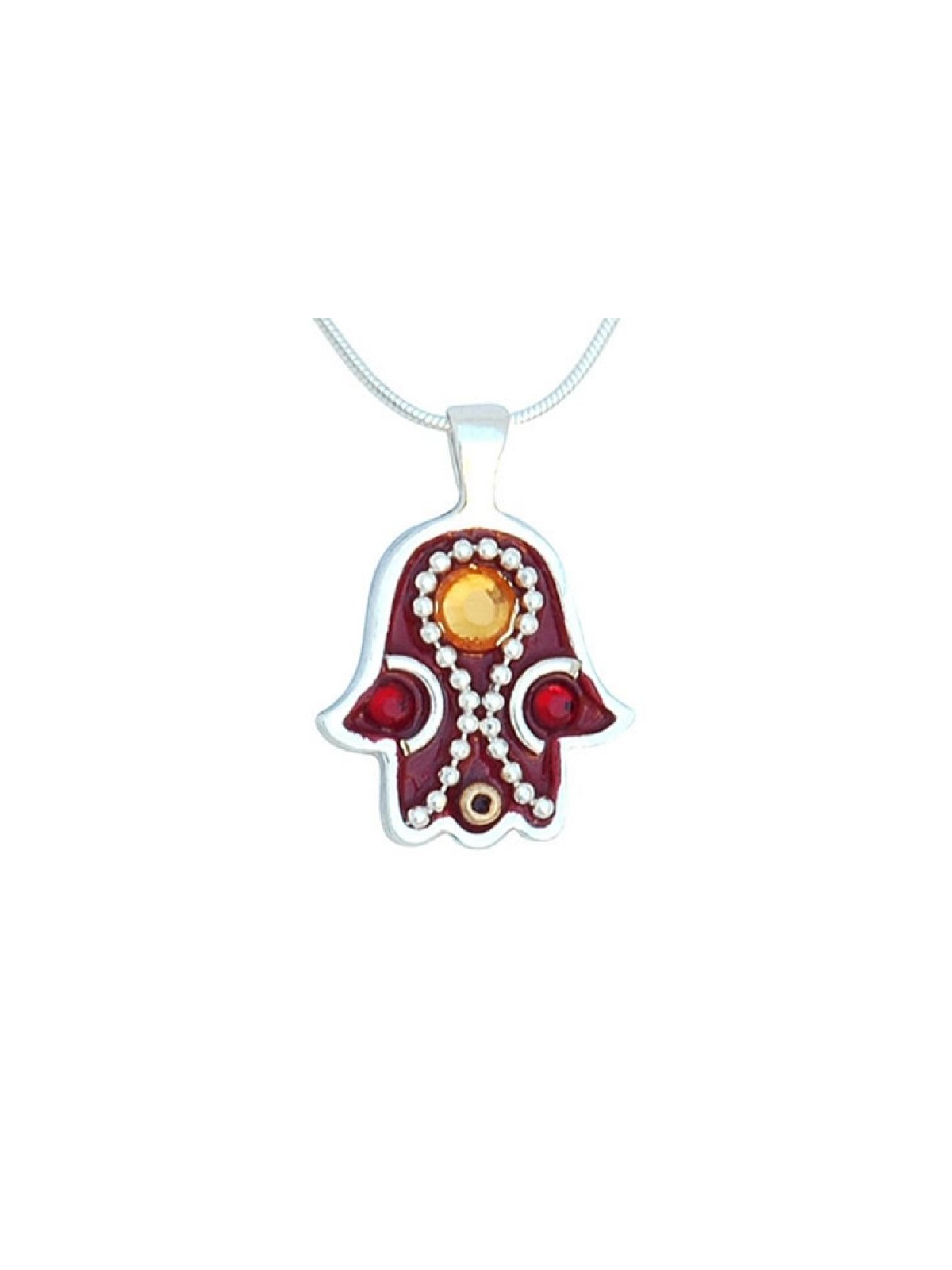 Burgundy Hamsa Jewelry by Ester Shahaf | Hamsa Necklace