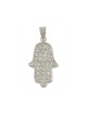 Rhodium Plated Zirconium Hamsa Pendant | Hamsa Necklace